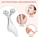 3D Metal Face Roller for Face, Neck & Eyes with Gua Sha Massage Edge Tool