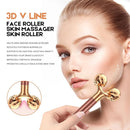 2-in-1 24K Gold Electric Face Massager with 3D Roller and T-Shape Tool