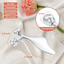 3D Metal Face Roller for Face, Neck & Eyes with Gua Sha Massage Edge Tool