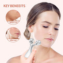 3D Metal Face Roller for Face, Neck & Eyes with Gua Sha Massage Edge Tool