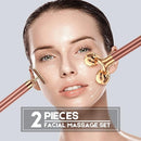 2-in-1 24K Gold Electric Face Massager with 3D Roller and T-Shape Tool